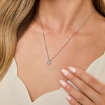 Load image into Gallery viewer, Sterling silver petite pendant with a marquise rubover set cubic zirconia, accompanied by a 16-18 inch adjustable chain -JOOLS by Jenny Brown
