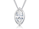 Load image into Gallery viewer, Sterling silver petite pendant with a marquise rubover set cubic zirconia, accompanied by a 16-18 inch adjustable chain -JOOLS by Jenny Brown
