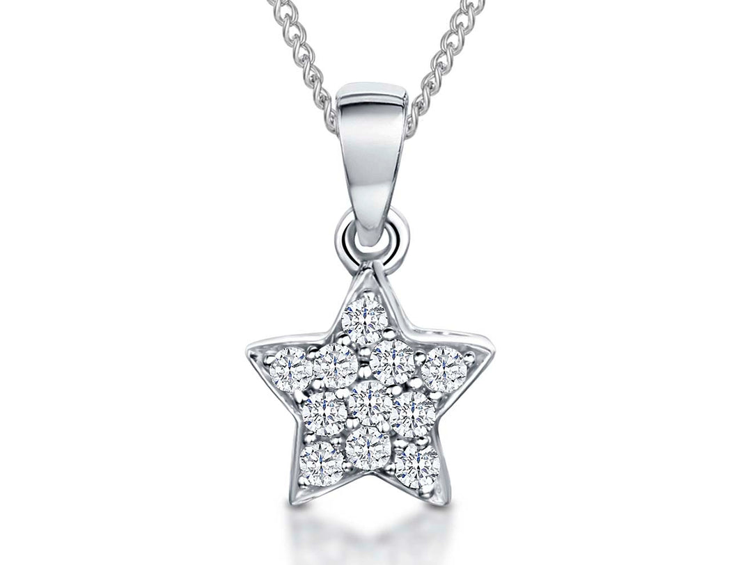 Sterling Silver Small Star Pave Set Cubic Zirconia  Pendant