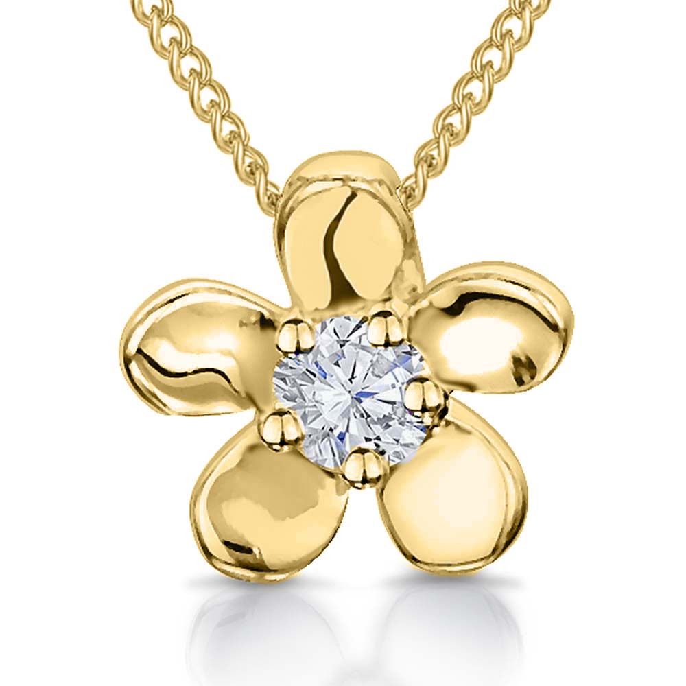 Yellow Gold Five Petal Flower Pendant