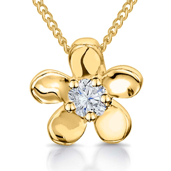 Yellow Gold Five Petal Flower Pendant