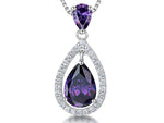 Load image into Gallery viewer, Sterling Silver Amethyst Zirconia Halo Pendant
