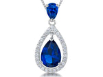 Load image into Gallery viewer, Sterling Silver Suspended Sapphire Blue Zirconia Halo Pendant- JOOLS by Jenny Brown
