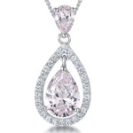 Load image into Gallery viewer, Sterling Silver Light Pink  Halo Teardrop Pendan
