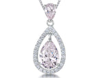 Load image into Gallery viewer, Sterling Silver Light Pink  Halo Teardrop Pendan
