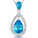 Load image into Gallery viewer, Sterling Silver Ocean Blue Zirconia Teardrop Pendant
