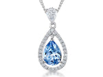 Load image into Gallery viewer, Sterling Silver Blue Topaz  Zirconia Teardrop Pendant

