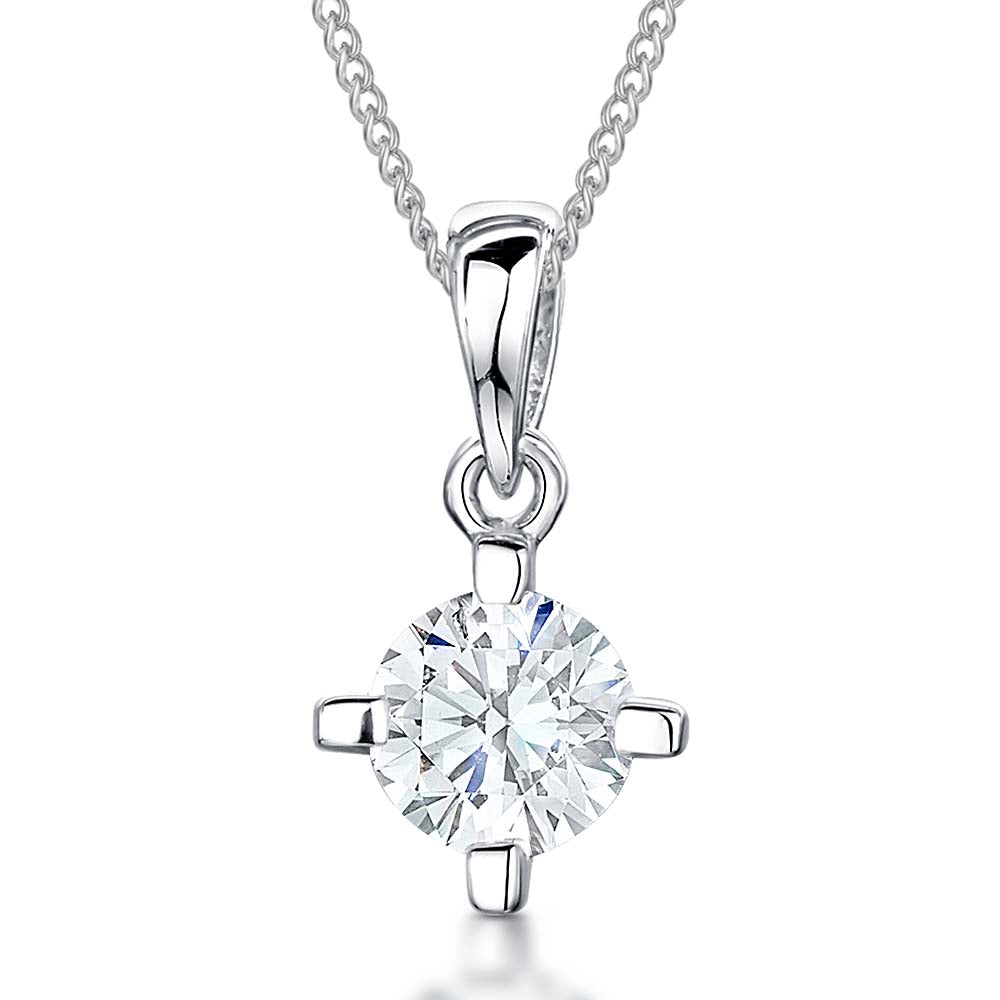 Sterling Silver  High Claw Set Solitaire Pendant - JOOLS By Jenny Brown