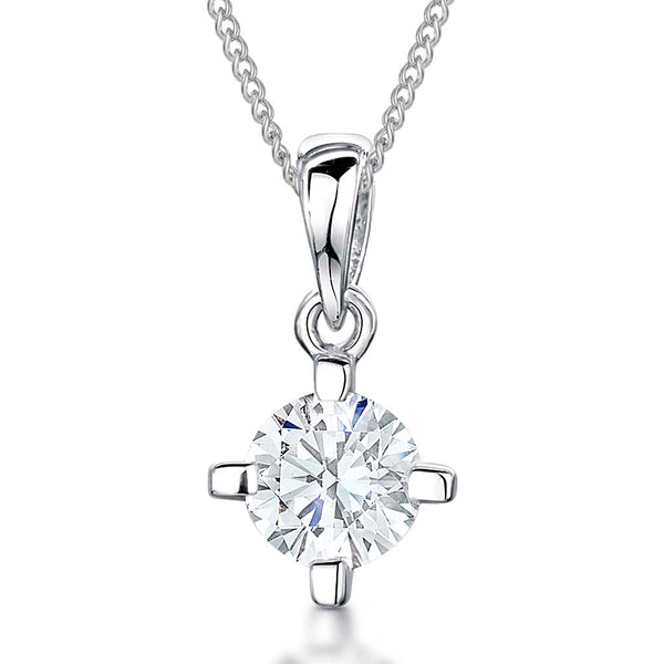 Sterling Silver  High Claw Set Solitaire Pendant - JOOLS By Jenny Brown