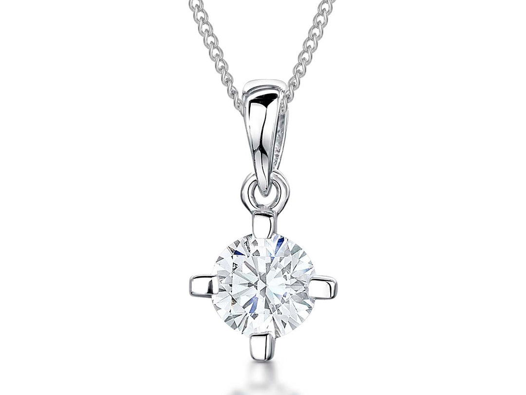 Sterling Silver  High Claw Set Solitaire Pendant - JOOLS By Jenny Brown