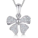 Load image into Gallery viewer, Sterling Silver Bow Necklace Set With Cubic Zirconias
