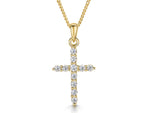 Load image into Gallery viewer, A yellow gold cubic zirconia small cross pendant on an 18ct gold vermeil  chain-JOOLS by Jenny Brown

