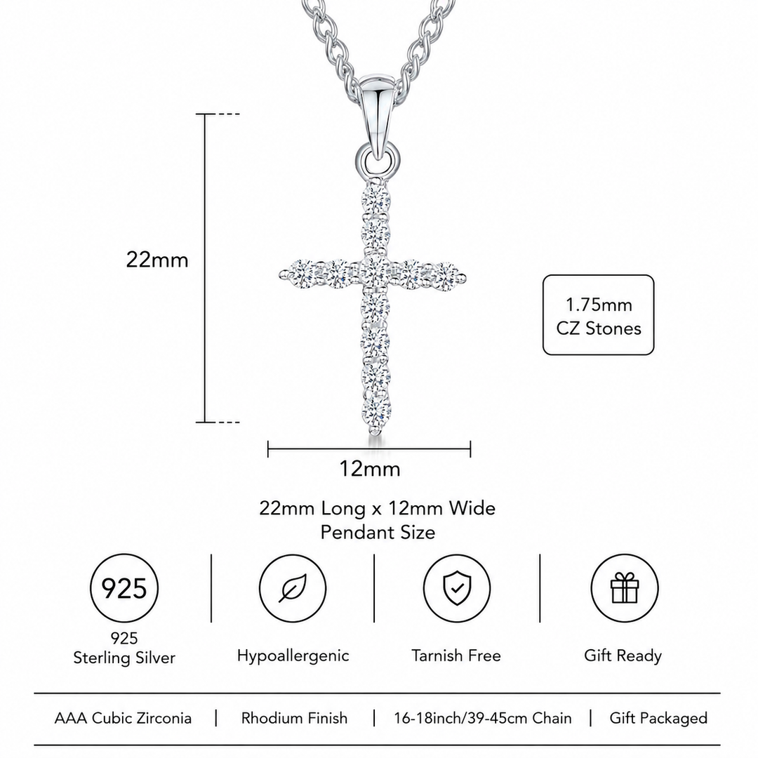 Sterling Silver Pave Cross Necklace - 925 Silver - JOOLS By Jenny Brown