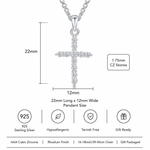 Load image into Gallery viewer, Sterling Silver Pave Cross Necklace - 925 Silver - JOOLS By Jenny Brown
