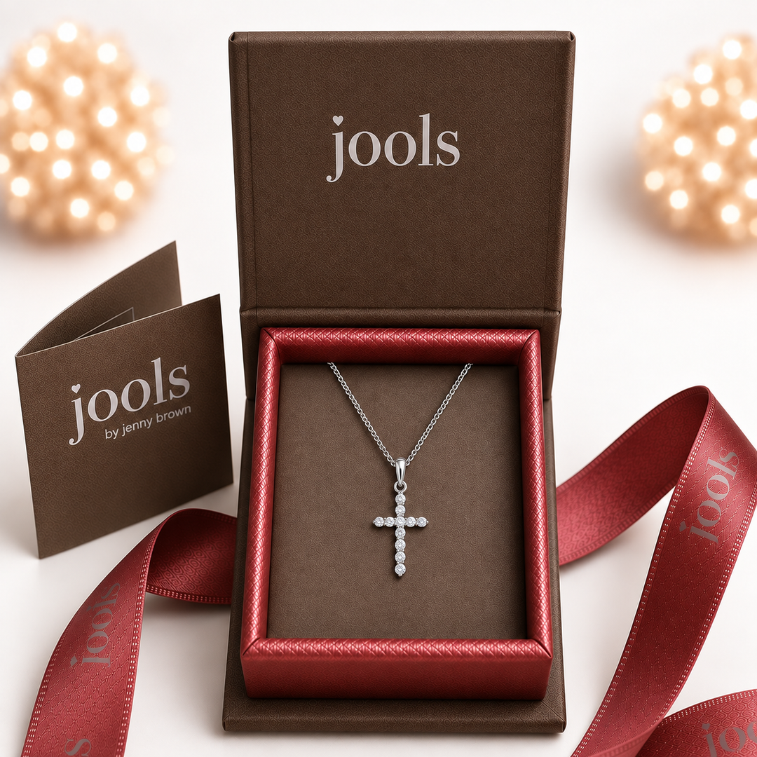 Sterling Silver Pave Cross Necklace - 925 Silver - JOOLS By Jenny Brown