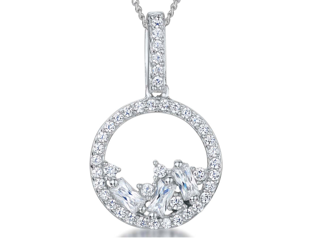 Sterling Silver Scattered  Cubic Zirconia Pendant