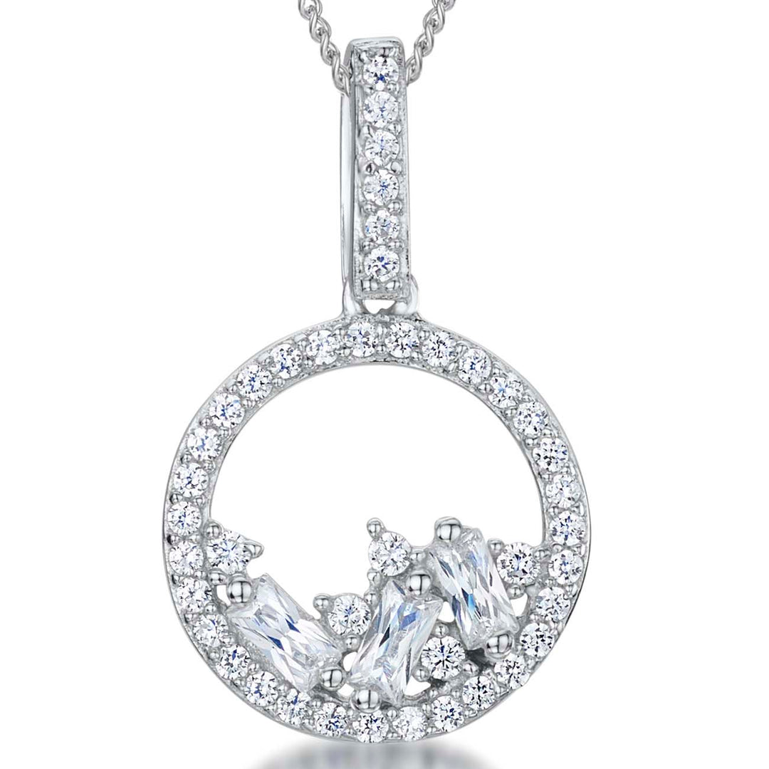 Sterling Silver Scattered  Cubic Zirconia Pendant