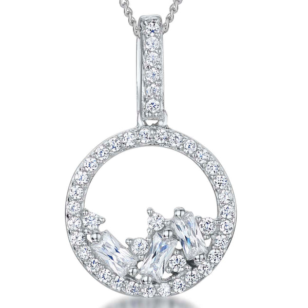 Sterling Silver Scattered  Cubic Zirconia Pendant