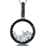 Load image into Gallery viewer, Sterling Silver Scattered Black Cubic Zirconia Pendant
