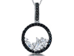 Load image into Gallery viewer, Sterling Silver Scattered Black Cubic Zirconia Pendant
