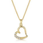 Load image into Gallery viewer, Yellow Gold Offset  Heart Pendant With Cubic Zirconia Stones - JOOLS By Jenny Brown
