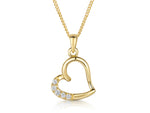 Load image into Gallery viewer, Yellow Gold Offset  Heart Pendant With Cubic Zirconia Stones - JOOLS By Jenny Brown
