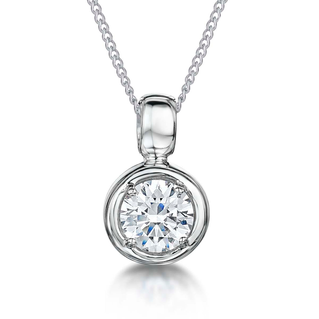 Sterling Silver 1 Carat Rub Over Cubic Zirconia Pendant - JOOLS By Jenny Brown