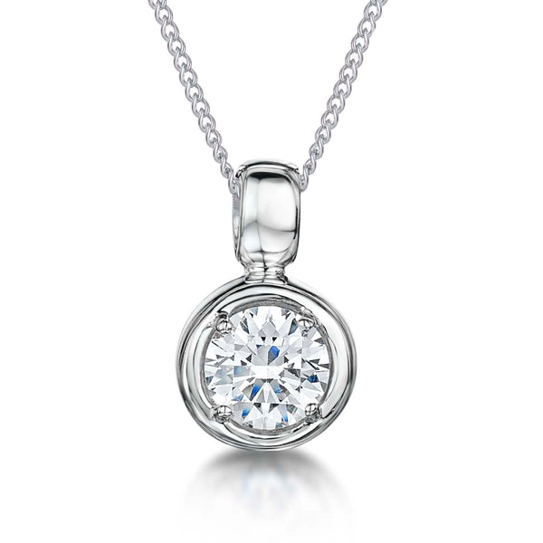 Sterling Silver 1 Carat Rub Over Cubic Zirconia Pendant - JOOLS By Jenny Brown