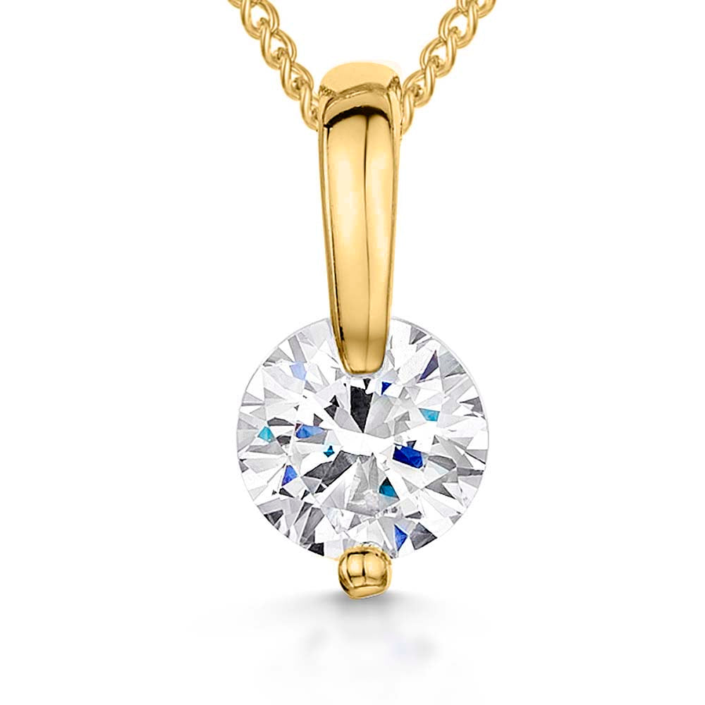 Yellow Gold  Simple 1 Carat Solitaire Pendant