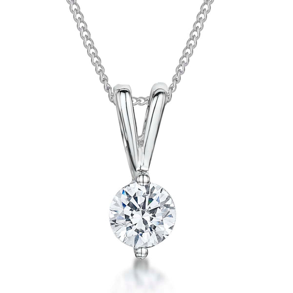 Sterling Silver Solitaire  2 Claw Pendant