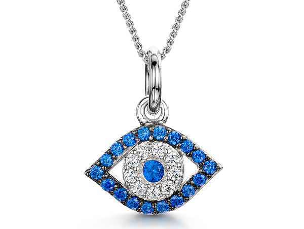 Sterling Silver  Blue Evil Eye Necklaces - JOOLS By Jenny Brown