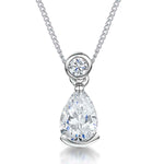 Load image into Gallery viewer, Sterling Silver Pendant -Teardrop CZ Stone With Round Rub Set Bale - JOOLS By Jenny Brown
