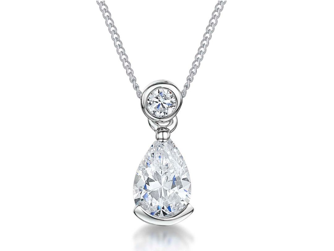 Sterling Silver Teardrop Pendant With Zirconia Bale - JOOLS By Jenny Brown