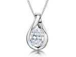 Load image into Gallery viewer, A sterling silver oval teardrop pendant necklace with a solitaire cubic zirconia stone-JOOLS by Jenny Brown
