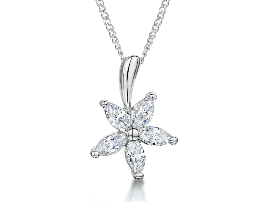 Sterling Silver Five Petal Flower Pendant-JOOLS by Jenny Brown