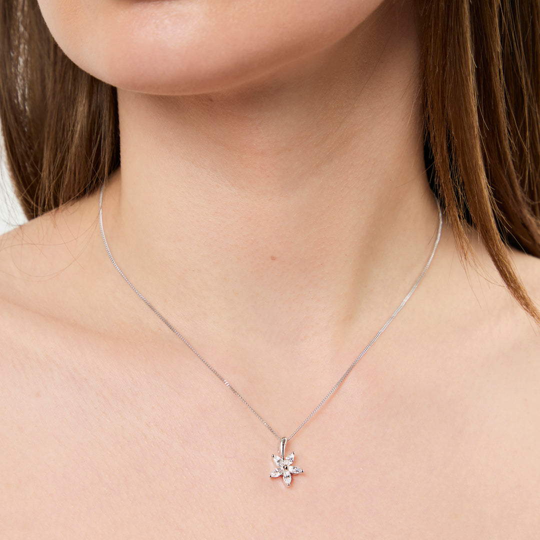 Sterling Silver Five Petal Flower Pendant-JOOLS by Jenny Brown