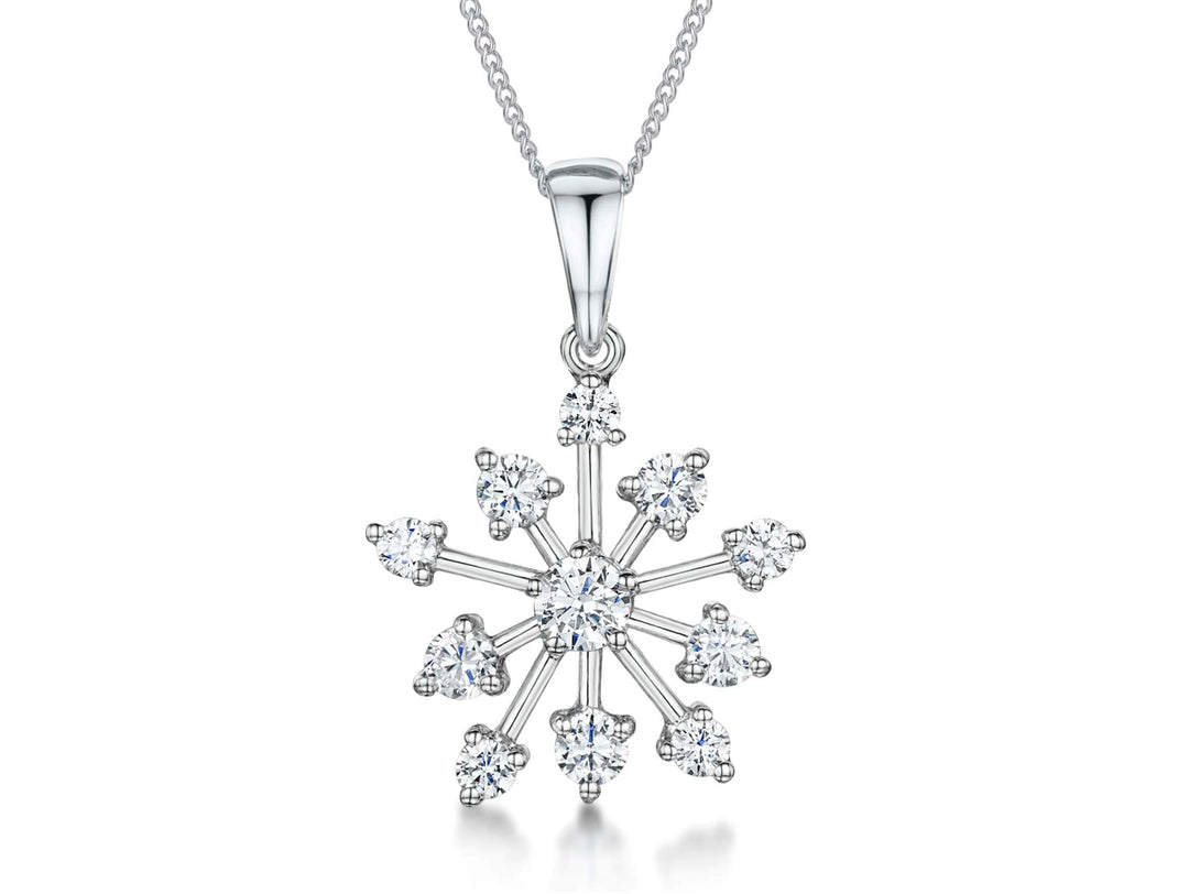 Sterling Silver Snowflake  Set With 11 Cubic Zirconia Stones- JOOLS By Jenny Brown 
