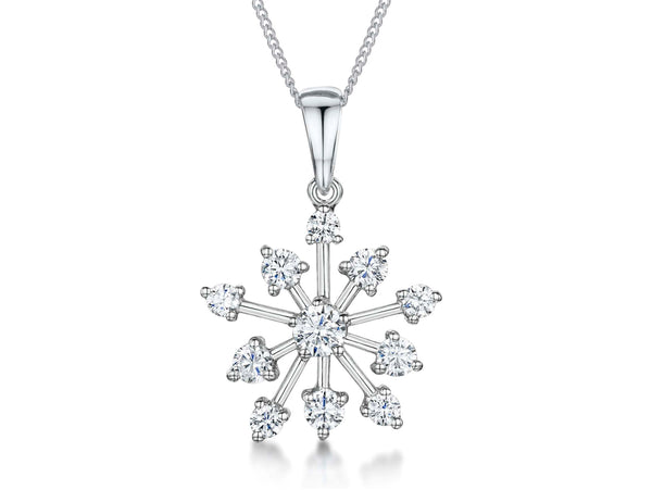 Sterling Silver Snowflake  Set With 11 Cubic Zirconia Stones- JOOLS By Jenny Brown 