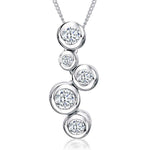 Load image into Gallery viewer, A sterling silver pendant featuring five cubic zirconia stones in a graduated bubble design, attached to a silver chain-JOOLS by Jenny Brown

