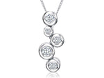 Load image into Gallery viewer, A sterling silver pendant featuring five cubic zirconia stones in a graduated bubble design, attached to a silver chain-JOOLS by Jenny Brown
