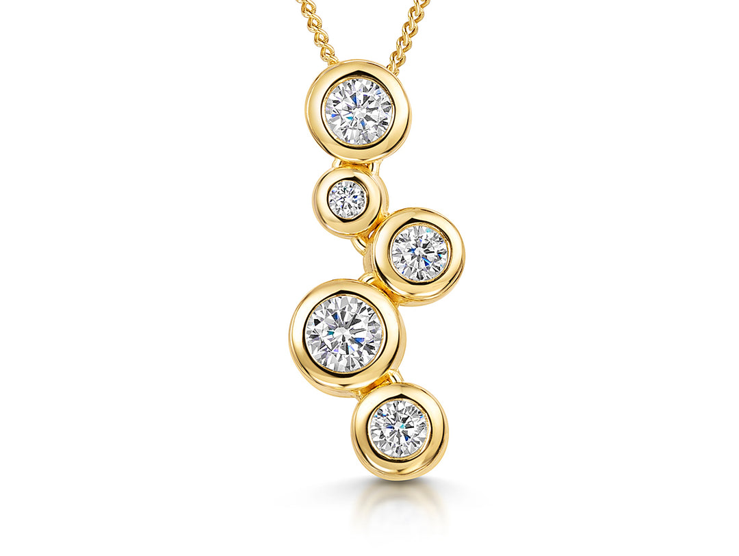 Yellow Gold Bubble Drop Pendant With 5 Cubic Zirconia Stones - JOOLS By Jenny Brown