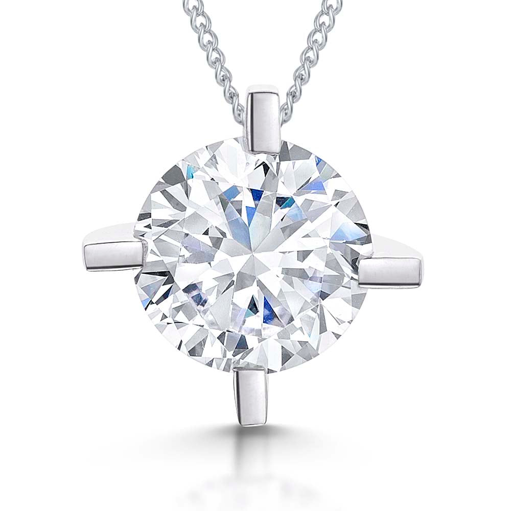 Sterling Silver 3.87  Carat Solitaire  Pendant