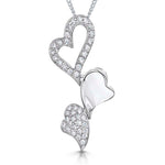 Load image into Gallery viewer, Sterling Silver &amp; Cubic Zirconia Pave Set Triple Heart Pendant
