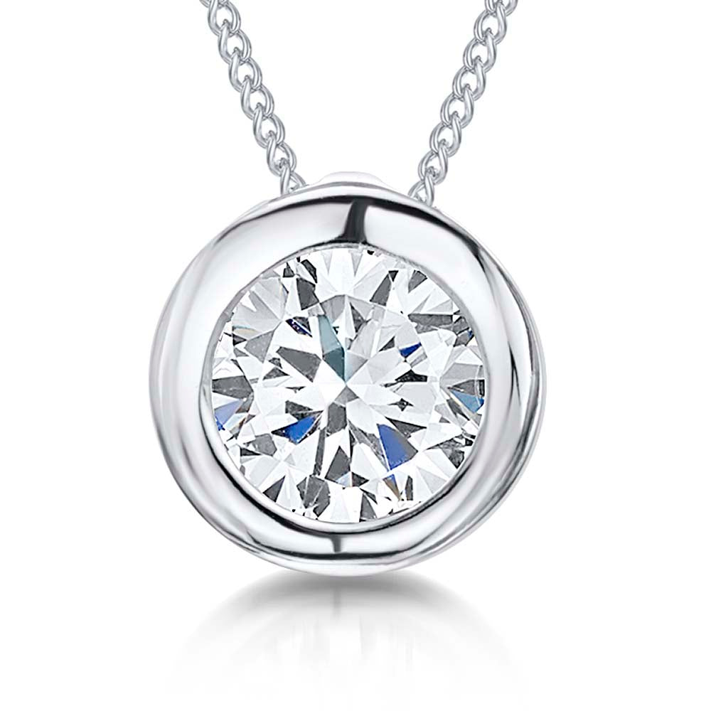Sterling Silver One Carat Solitaire Rub Over Pendant - JOOLS By Jenny Brown