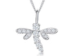 Load image into Gallery viewer, A sterling silver dragonfly pendant with four claw cubic zirconia wings -JOOLS by Jenny Brown
