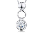 Load image into Gallery viewer, Sterling Silver Solid, Open &amp; Rubover Cubic Zirconia Circle Pendant

