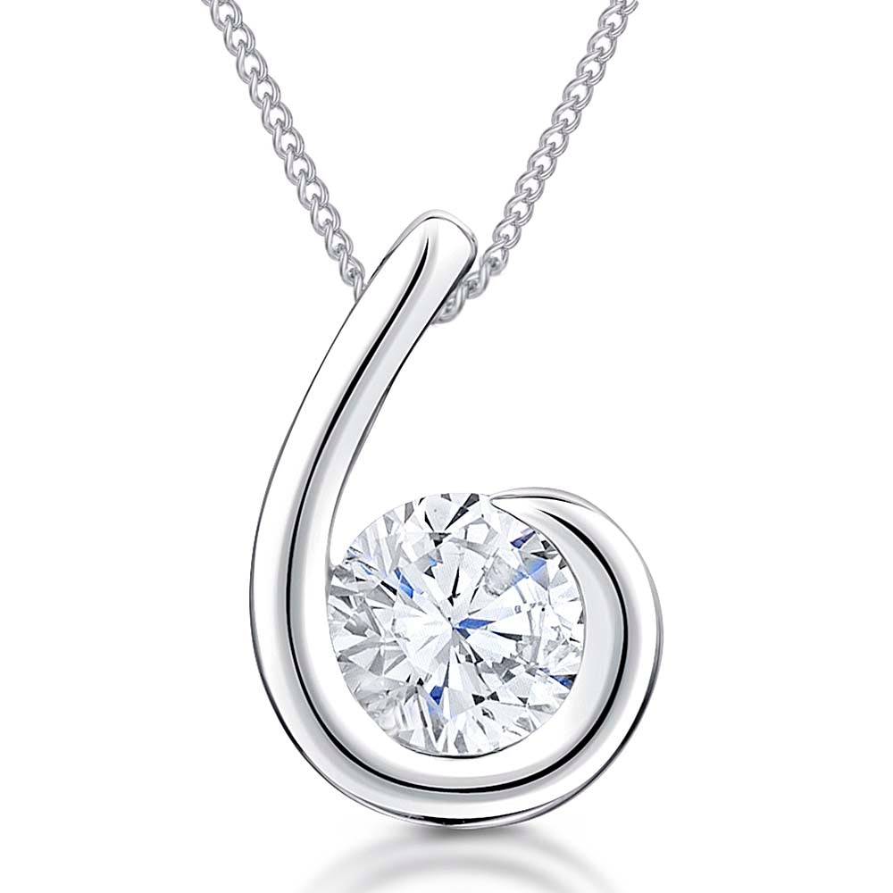 Sterling Silver Curled Solitaire Pendant