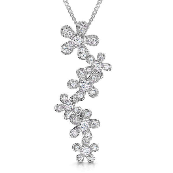 Sterling Silver  Six Flower Drop Pendant