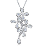 Load image into Gallery viewer, Sterling Silver Cascading Flower Pendant Set With Cubic Zirconia Stones
