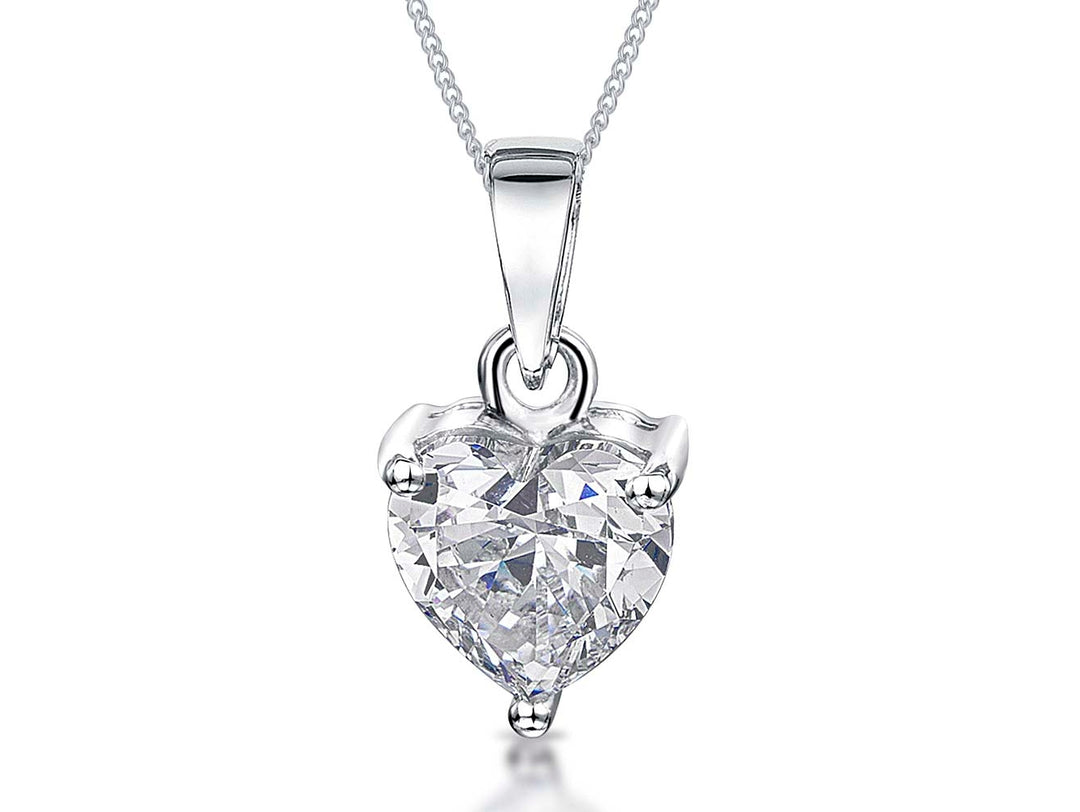Sterling Silver Solitaire Heart Pendant - JOOLS By Jenny Brown